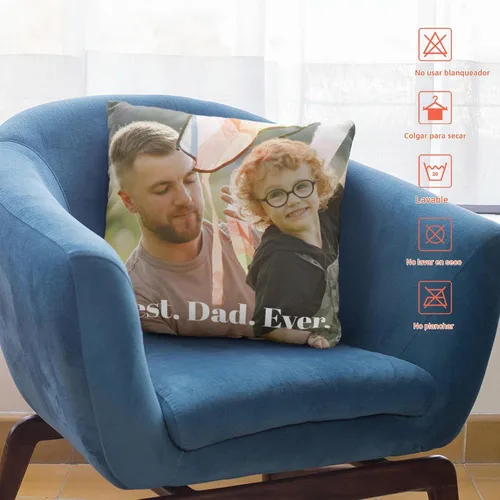 Vista 5 de Easycosy Funda de almohada de terciopelo personalizada, 12 x 12 pulgadas, foto y texto personalizados, dos lados, regalo del día del padre