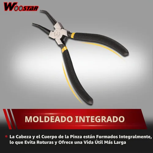 Vista 5 de WOOSTAR Pinzas de punta de 90 grados Herramienta interna Alicates de punta curvada para pernos de brazo de manivela amarillo