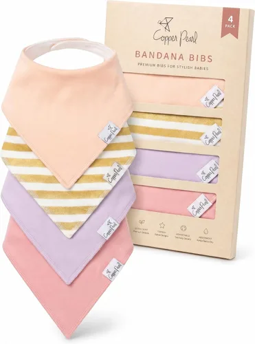 Vista 16 de Copper Pearl Baberos para bebé, paquete de 4, baberos estampados tipo bandana para bebé niña y niño, baberos de algodón suave para la dentición