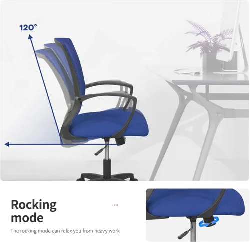 Vista 6 de Meet Perfect Silla de oficina con respaldo medio de malla con soporte lumbar ergonómico y reposabrazos, silla de computadora ajustable, silla