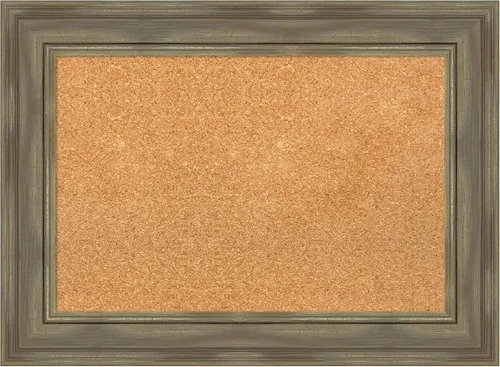 Vista 12 de Amanti Art Natural Cork Board for Wall, 18x24 Vision Board with Grey Wood Frame, Small Corkboard Office Decor for Home Organization, Country Rustic