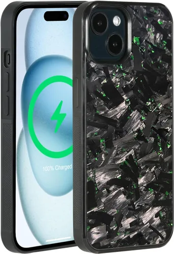 Vista 12 de Grip Series - Funda para iPhone 15 con fibra de carbono forjada real, diseño de bordes agarres, imanes integrados, compatible con cargadores y Negro