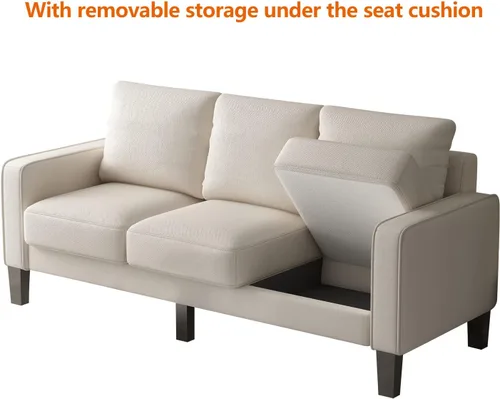Vista 6 de Sofá modular convertible para sala de estar, sofá moderno en forma de L, sofás de tela de 4 asientos con almacenamiento y bolsa USB y revista