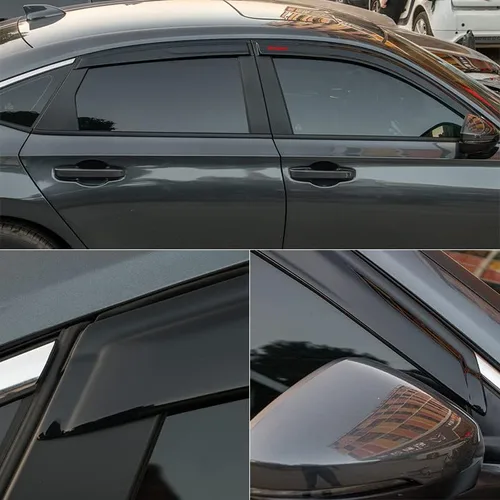 Vista 2 de EVPROXP - Visera de ventana compatible con Civic Sedan 2022 de 4 puertas, deflector de ventilación de ventana lateral, teñido ahumado oscuro