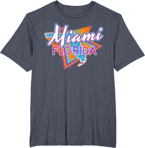 Vista 30 de Camiseta retro vintage de Miami Florida, Negro, S