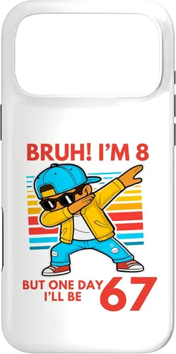 Vista 22 de Bruh I'm 8 But One-Day I'll Be 67 Retro 8th Birthday Kids Case for iPhone 17