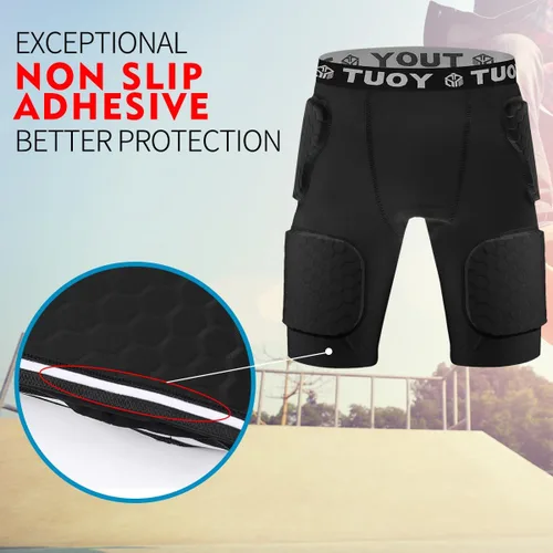 Vista 4 de Faja de fútbol acolchada para hombre, 5 almohadillas, almohadillas de fútbol integradas con protector de muslos para fútbol y béisbol