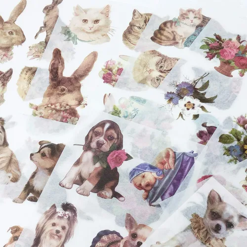 Vista 3 de allydrew Washi - Juego de calcomanías para álbumes de recortes, manualidades para papelería, diario, fabricación de tarjetas, (9 hojas), conejos