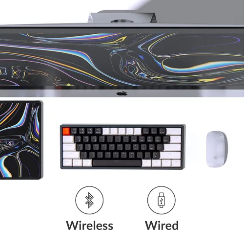 Vista 4 de Keychron K12 - Teclado mecánico con cable Bluetooth inalámbrico y USB intercambiable en caliente con teclado mecánico marrón interruptor de aluminio