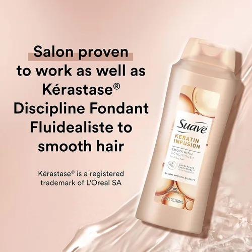 Vista 4 de Suave Professionals - Acondicionador alisador para cabello seco con infusión de queratina con control de encrespamiento de 48 horas, 28 onzas