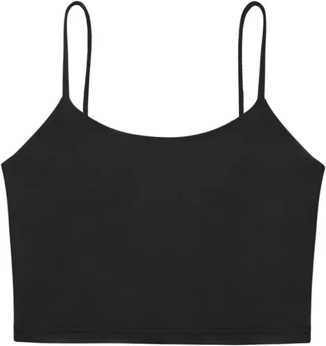 Vista 4 de REORIA Camiseta sin mangas sexy con tirantes delgados ajustables y doble forro sin costuras para yoga