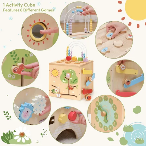 Vista 2 de Cubo de actividades de madera Montessori Juguetes para niños