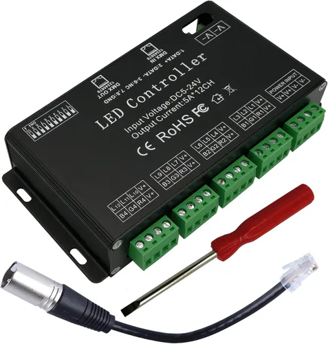 Vista 7 de GIDERWEL - Decodificador DMX de 4 canales RGBW PWM DMX512 controlador de atenuación RGBW controlador de tira de luz LED DMX Entrada 12V-24V DC