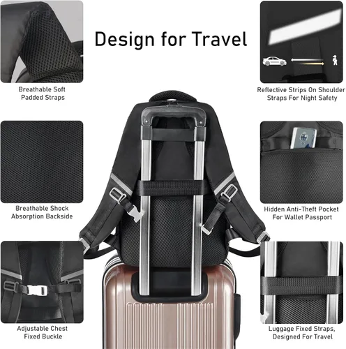 Vista 6 de FRONET Mochila para niñas y niños, mochila de viaje para hombres y mujeres, mochila escolar para estudiantes, adolescentes, niños, mochila