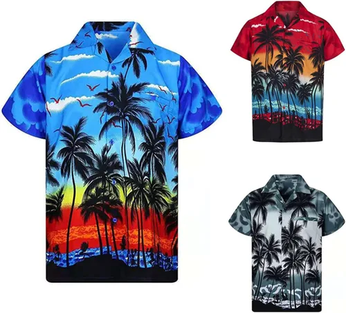 Vista 3 de Camisa hawaiana de manga corta con botones para hombre