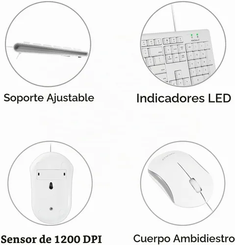 Vista 8 de Macally Combo de teclado y mouse Mac con cable USB de tamaño completo, compatible con teclado y mouse ergonómico Apple con atajos y teclado numérico