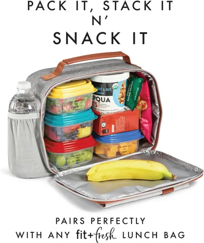 Vista 5 de Fit & Fresh Stak Paks - Juego de recipientes de 1 taza para niños, color verde