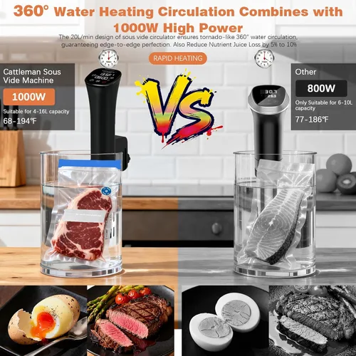 Vista 2 de Cocina Sous Vide, enfriador de vino, 1000 W, máquina Sous Vide para cocina, circulador de inmersión, kit de Sous Vide con bolsas de vacío, bomba
