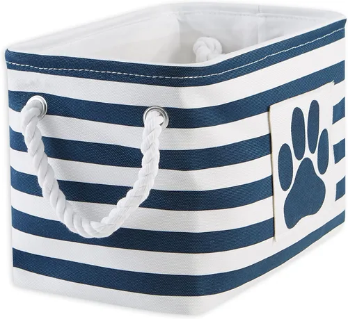 Vista 30 de Bone Dry - Cesta de almacenamiento para mascotas, diseño de parche de pata rayado, aguamarina, rectángulo pequeño