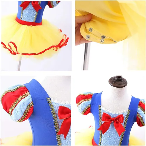 Vista 3 de REXREII Vestido tutú de princesa bailarina para niñas pequeñas, Sofía, Blancanieves, Frozen Elsa, disfraz de Halloween