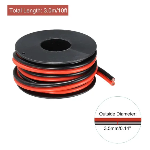 Vista 2 de MECCANIXITY Alambre de calibre 14, 2 conductores, alambre de silicona paralelo de 14 AWG, alambre trenzado de alambre de cobre estañado, carrete