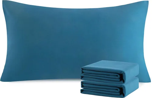 Vista 134 de NTBAY Juego de fundas de almohada estándar, paquete de 2 fundas de almohada de microfibra cepillada de 20 x 26 pulgadas, suaves, sin arrugas Aqua