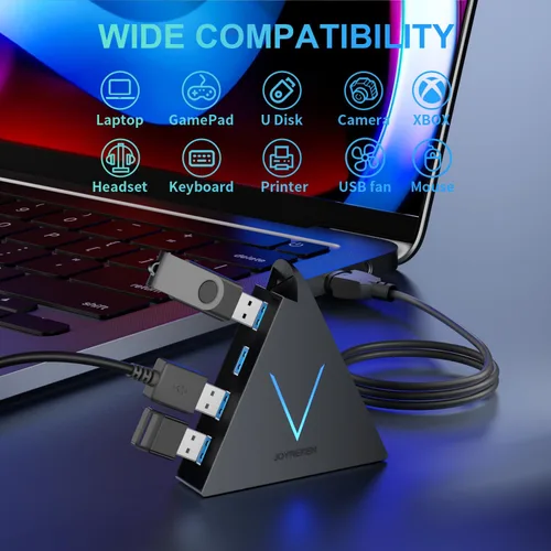 Vista 3 de FlyingVHUB Hub USB 3.0 de 4 puertos, torre concentrador USB con cable extendido de 2 pies, divisor USB para laptop, PC, PS4, PS5, Xbox, mouse