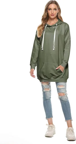 Vista 5 de Famulily Sudadera con capucha extra larga para mujer con bolsillos