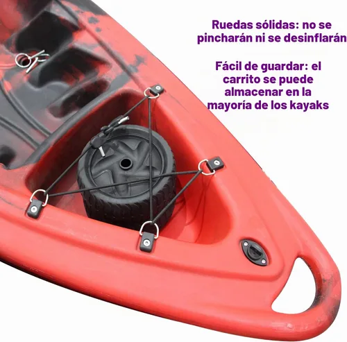 Vista 4 de Carrito de kayak Canoa Paddleboard SUP Trolley Carrier con ruedas no planas 100LBS Capacidad