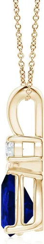 Vista 34 de Angara Colgante de lágrima de zafiro azul natural con diamante en plata/oro macizo de 14 quilates/platino Cumpleaños, compromiso, aniversario