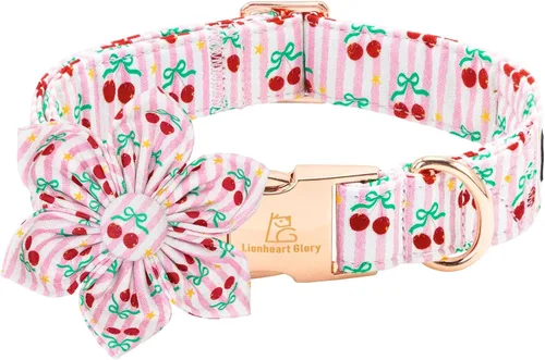 Vista 104 de Collar de perro Lionheart Glory, collar de perro rosa con flor, lindo collar para mascotas con patrón floral ajustable para perros pequeños Rosado