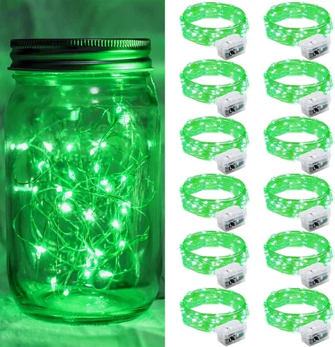 Vista 65 de Paquete de 6 luces de hadas a pilas con temporizador remoto, 8 modos de iluminación, 7 pies, 20 luces LED impermeables para Halloween, Navidad