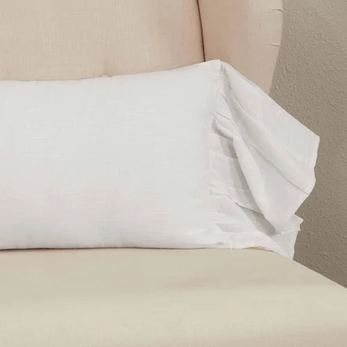 Vista 2 de Piper Classics Elizabeth - Funda de almohada con volantes, 12 x 20 pulgadas, volantes dobles, blanco suave antiguo, suave y drapeado, decoración