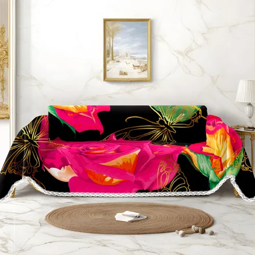 Vista 10 de Funda de sofá con estampado de piña a rayas, fundas de sofá para sillón, funda resistente a las manchas, protector universal de muebles