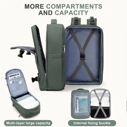 Vista 4 de coowoz Mochila de viaje grande para mujeres y hombres, mochila de mano, mochila de senderismo, impermeable, mochila deportiva al aire libre, mochila