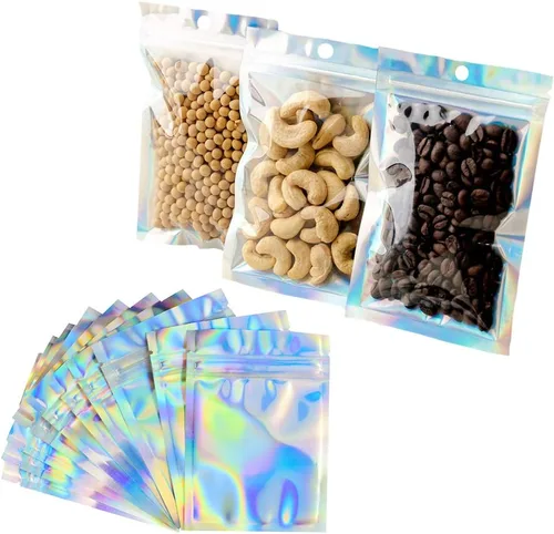 Vista 6 de Bolsas a prueba de olores, 100 bolsas resellables de Mylar de aluminio, bolsas planas para almacenamiento de alimentos, 4 x 6 pulgadas