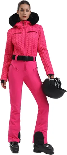 Vista 98 de GSOU SNOW Traje de esquí para mujer, traje de nieve delgado de una pieza, chaqueta de nieve, impermeable, resistente al viento, deportes al aire