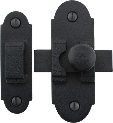 Vista 8 de Renovators Supply Manufacturing Pestillo deslizante negro para puerta, 3.25 x 1.25 pulgadas, de hierro forjado antiguo, pequeños cierres deslizantes