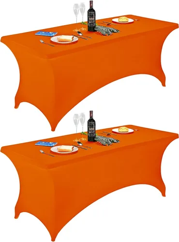 Vista 43 de FORLIFE - Funda de mesa de elastano, mantel ajustado de 4 pies para mesas rectangulares, funda elástica para patio, universal para bodas, banquetes
