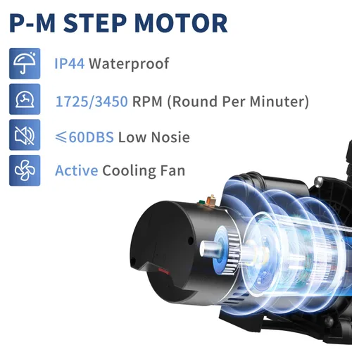 Vista 8 de Pipopa 2HP 6540GPH - Bombas de piscina sobre el suelo y en el suelo, bombas de piscina de 2 velocidades de 1725 RPM/3450 RPM con colador de cesta