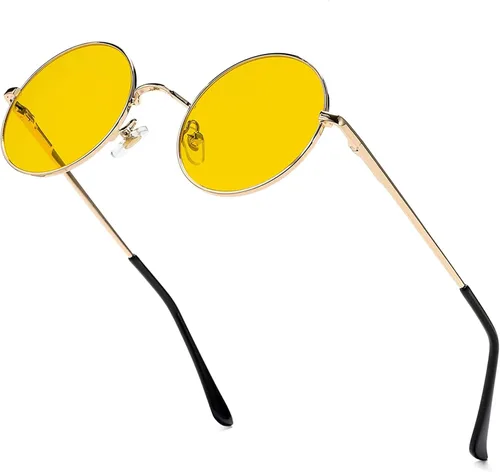 Vista 9 de Gafas de sol polarizadas redondas pequeñas para mujeres y hombres, gafas de negro/gris