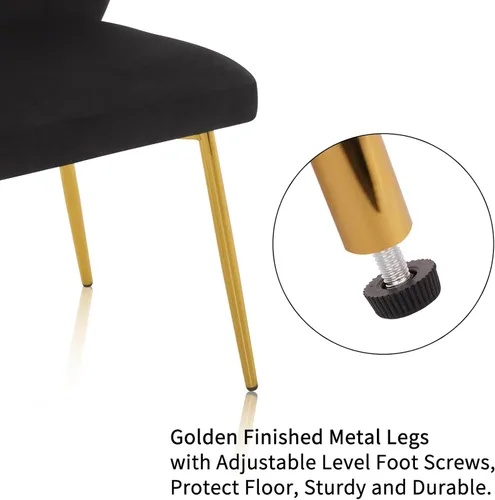 Vista 5 de ANOUR Juego de 2 sillas de comedor, modernas sillas de cocina de terciopelo, sillas laterales tapizadas con patas de metal dorado para comedor, sala