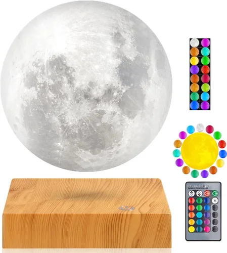 Vista 6 de Lámpara de luna levitante – Luz de luna flotante y giratoria girando en el aire – Lámpara de noche para oficina, hogar, decoración de habitación