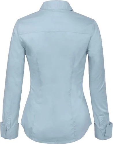 Vista 3 de KOGMO Camisas de manga larga con botones para mujer, blusa de trabajo de oficina (S-3X)