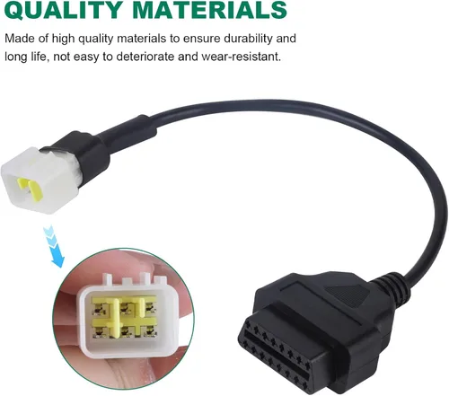 Vista 2 de Cable OBD apto para Delphi 6pin a 16pin adaptador de motocicleta, conector OBD2 compatible con Obd1 a Obd2 escáner herramienta de diagnóstico