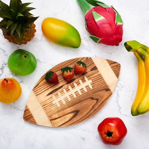 Vista 5 de Tabla de cortar de fútbol de 3 piezas, bandeja colgante de fútbol para hombres, decoración de tabla de cortar de madera grabada para cocina, fiesta