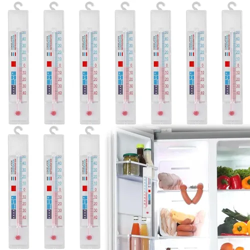 Vista 2 de 8/10 Pack Fridge Thermometers with Hook Hanging for Temperature Reading in Refrigerators and Freezers 8pcs