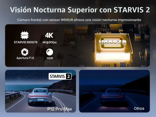 Vista 3 de Pelsee P12 Pro Max 4K+2.5K Espejo Dash Cam w/Starvis 2 IMX678