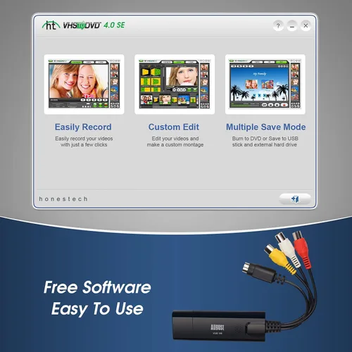 Vista 4 de August VGB100 - Tarjeta de captura de video USB externa - Cable de transferencia de video S/compuesto a USB - Cable de captura para Windows 11/10