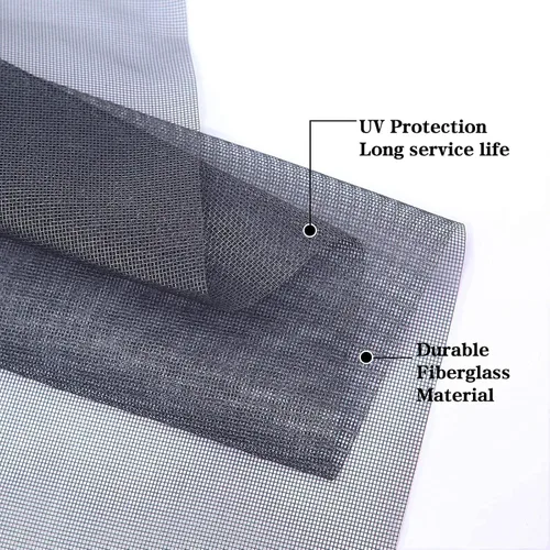 Vista 3 de Kit de reparación de mosquiteros de ventanas y puertas mosquitero, malla de fibra de vidrio color carbón de 48"x118" con herramienta de Negro